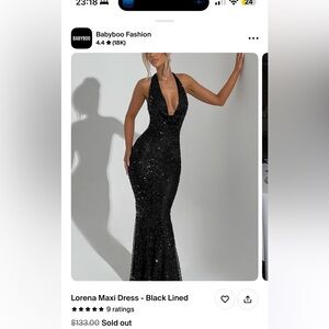 Black Sequin Wrap Gown